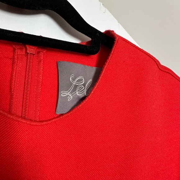 Red A-line wool blend dress - Lela Rose size 0 - Picture 2 of 6